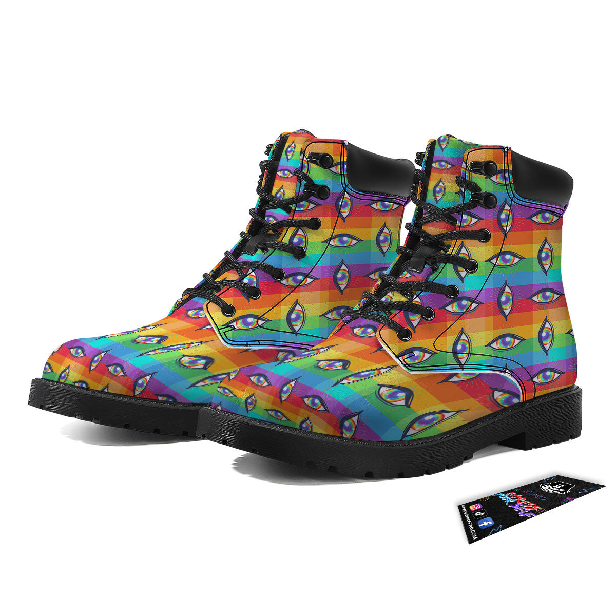 Rainbow Eyes LGBT Pride Print Pattern Boots-grizzshop