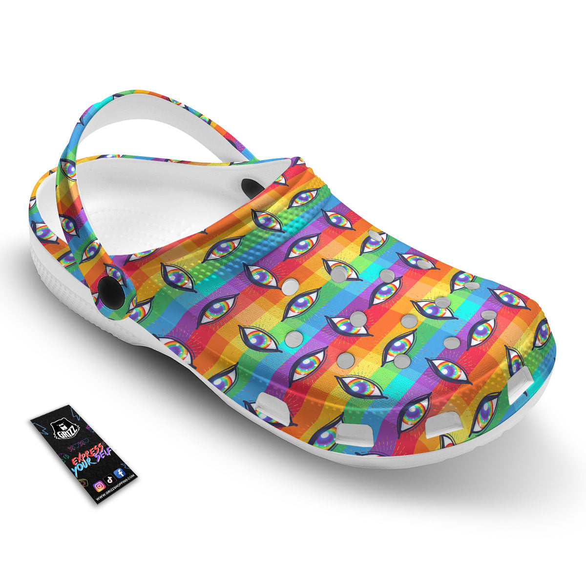 Rainbow Eyes LGBT Pride Print Pattern Clog-grizzshop