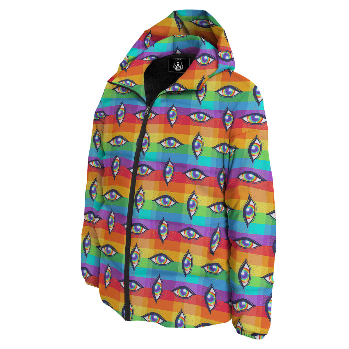 Rainbow Eyes LGBT Pride Print Pattern Down Jacket-grizzshop