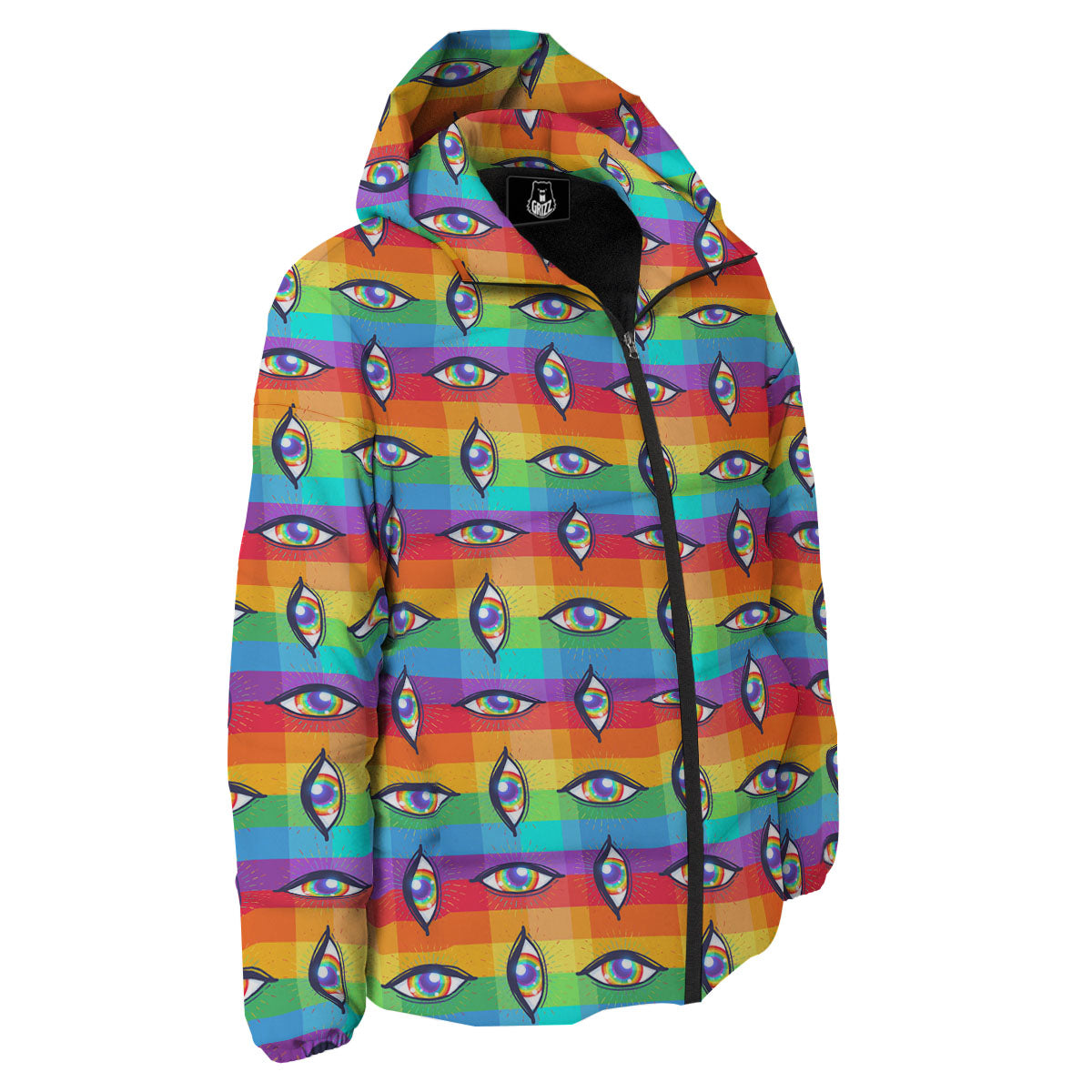 Rainbow Eyes LGBT Pride Print Pattern Down Jacket-grizzshop