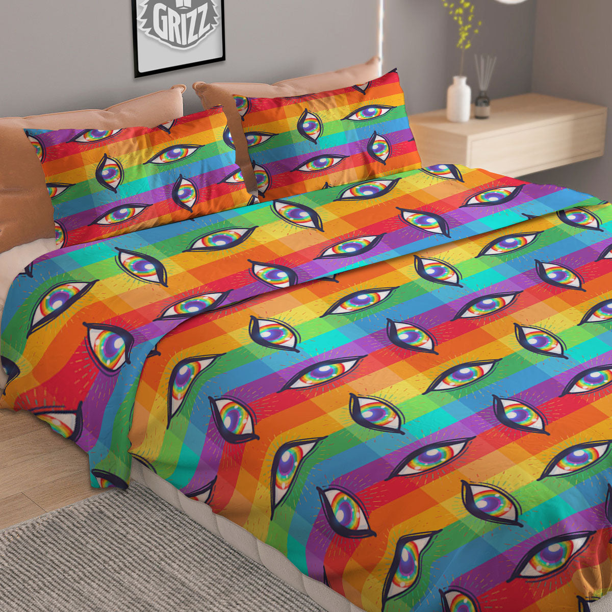 Rainbow Eyes LGBT Pride Print Pattern Duvet Cover Bedding Set