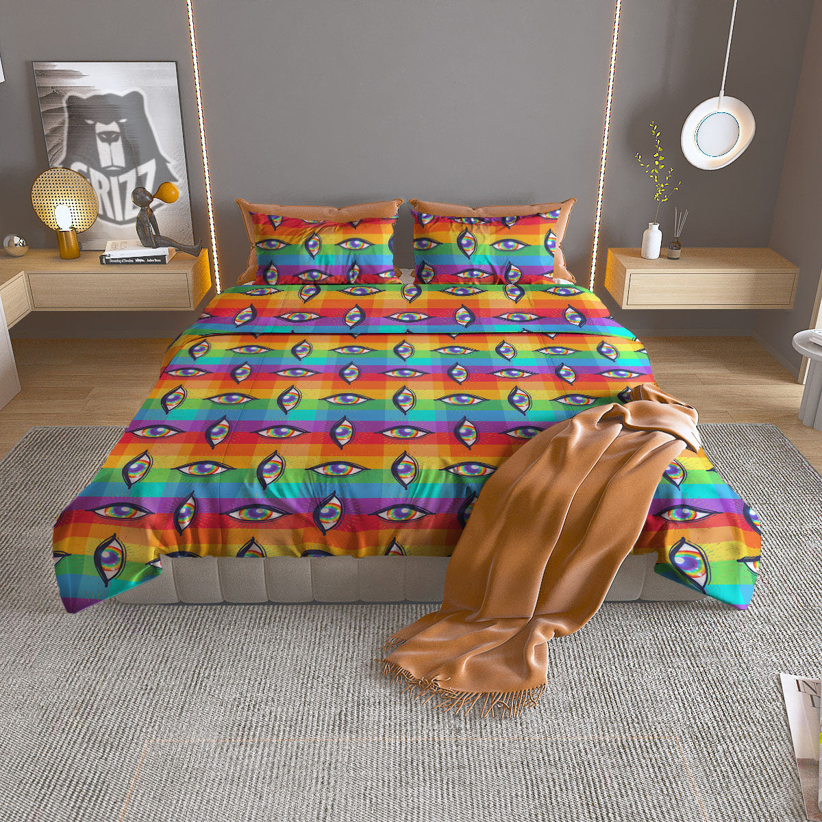 Rainbow Eyes LGBT Pride Print Pattern Duvet Cover Bedding Set