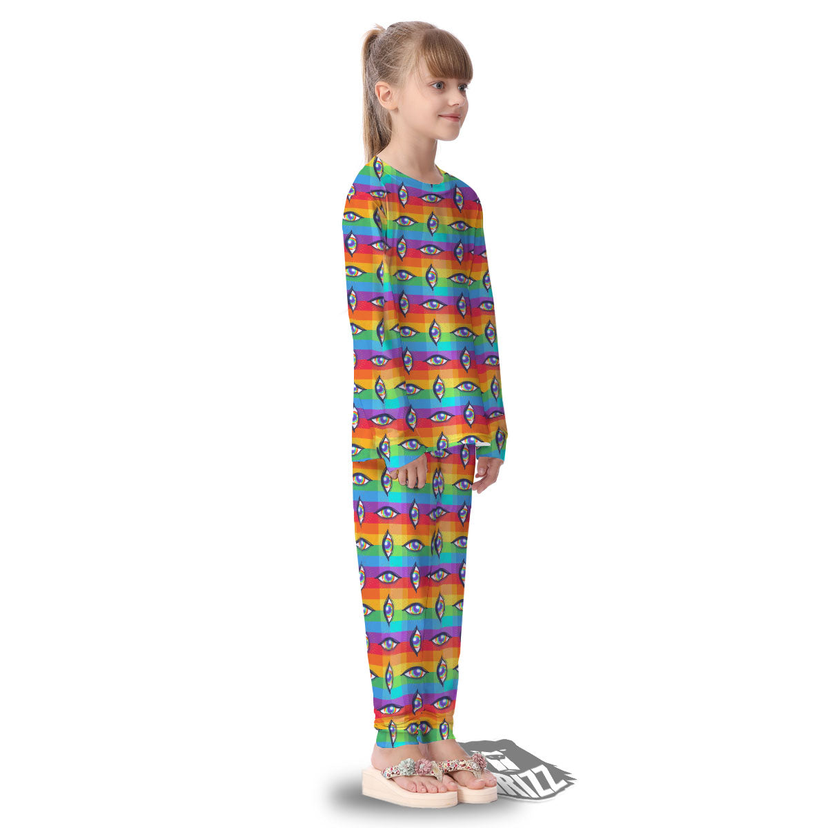 Rainbow Eyes LGBT Pride Print Pattern Kid's Pajamas-grizzshop