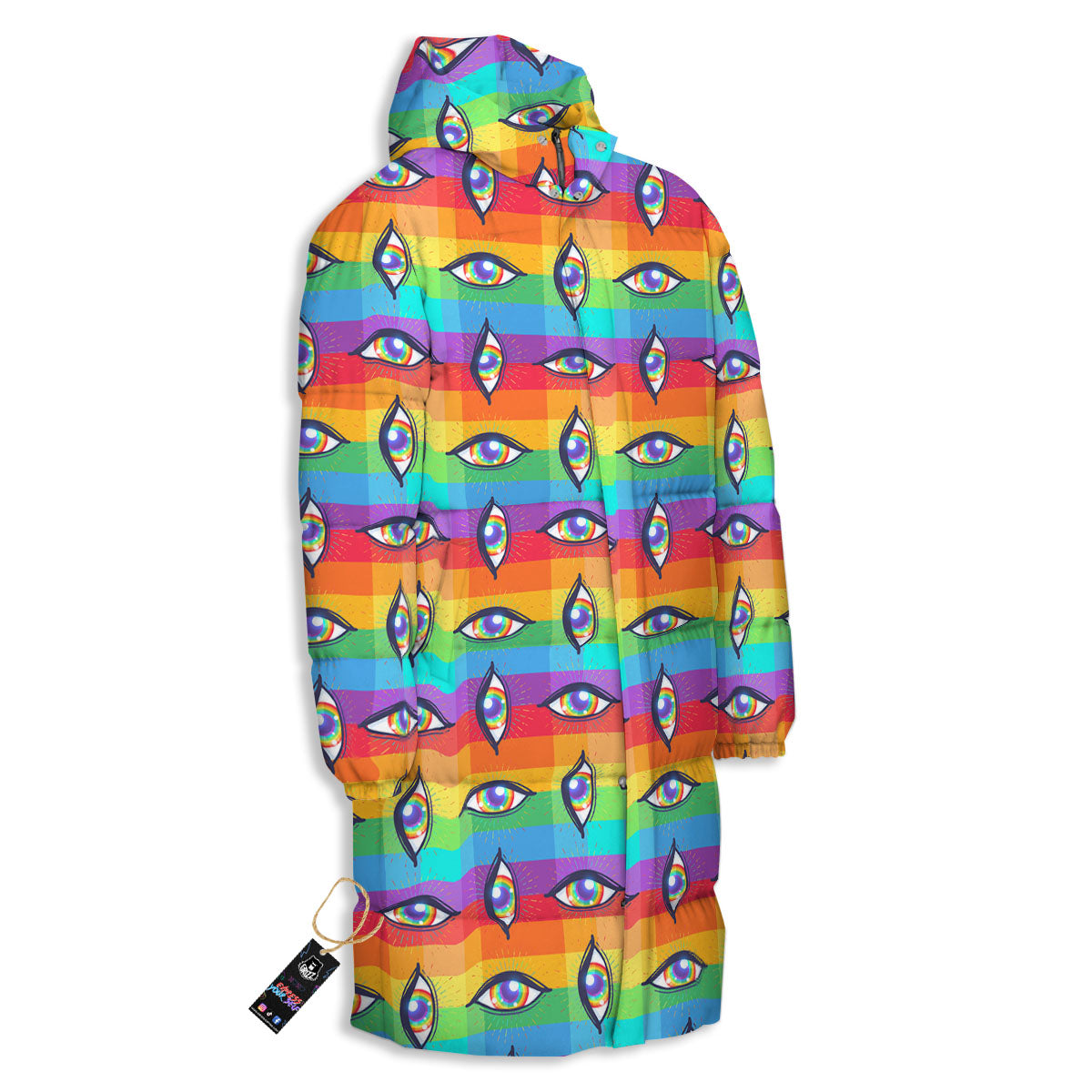 Rainbow Eyes LGBT Pride Print Pattern Long Down Jacket-grizzshop