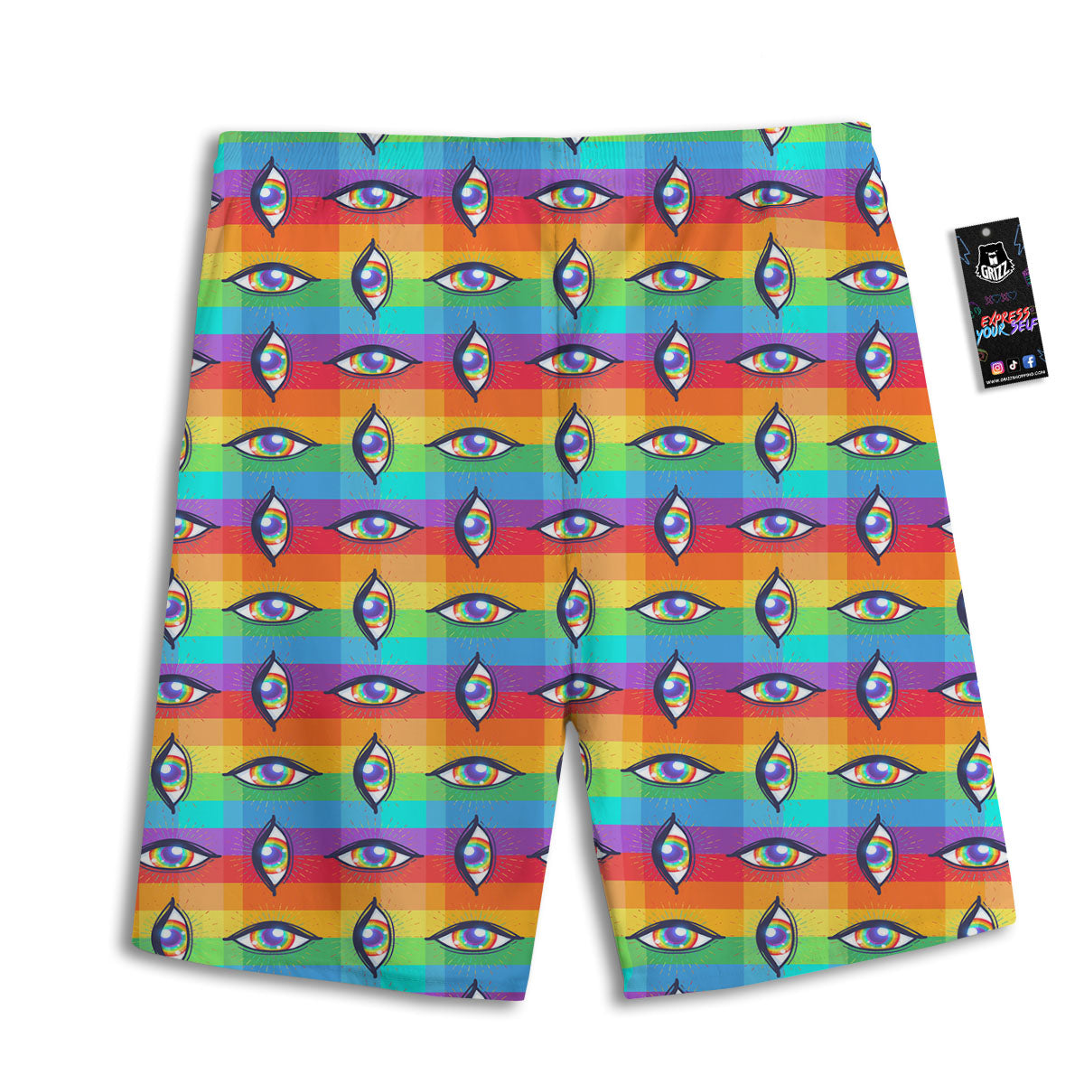 Rainbow Eyes LGBT Pride Print Pattern Men's Athletic Shorts