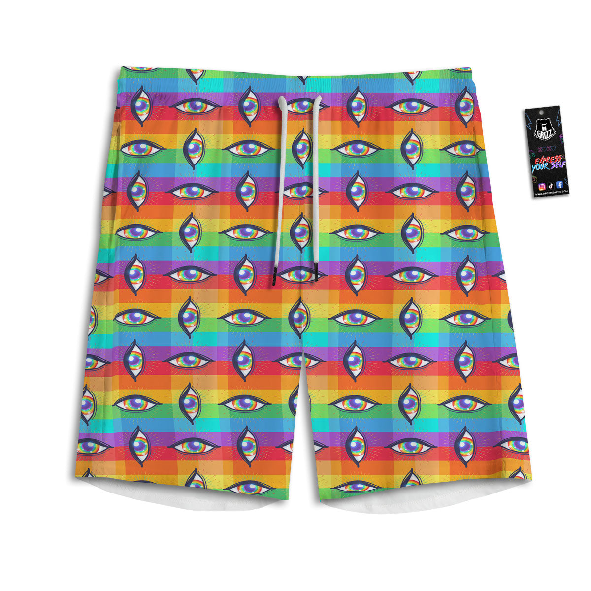 Rainbow Eyes LGBT Pride Print Pattern Men's Athletic Shorts
