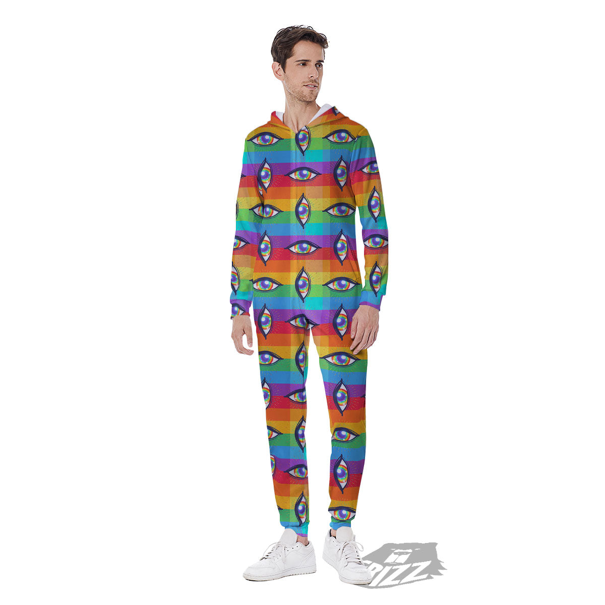 Rainbow Eyes LGBT Pride Print Pattern Men's Jumpsuit-grizzshop