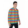 Rainbow Eyes LGBT Pride Print Pattern Men's Long Sleeve Shirts-grizzshop