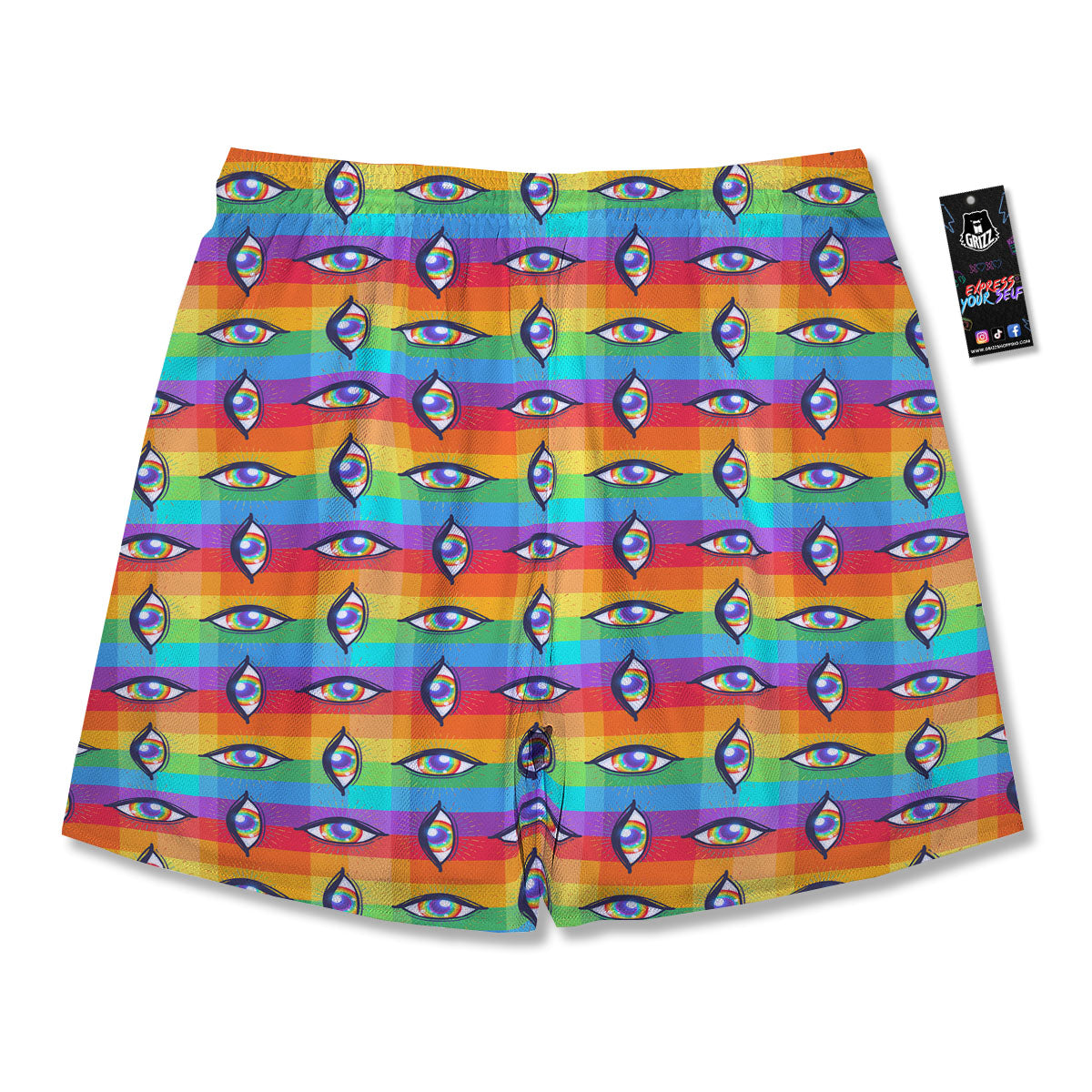 Rainbow Eyes LGBT Pride Print Pattern Men's Running Shorts-grizzshop