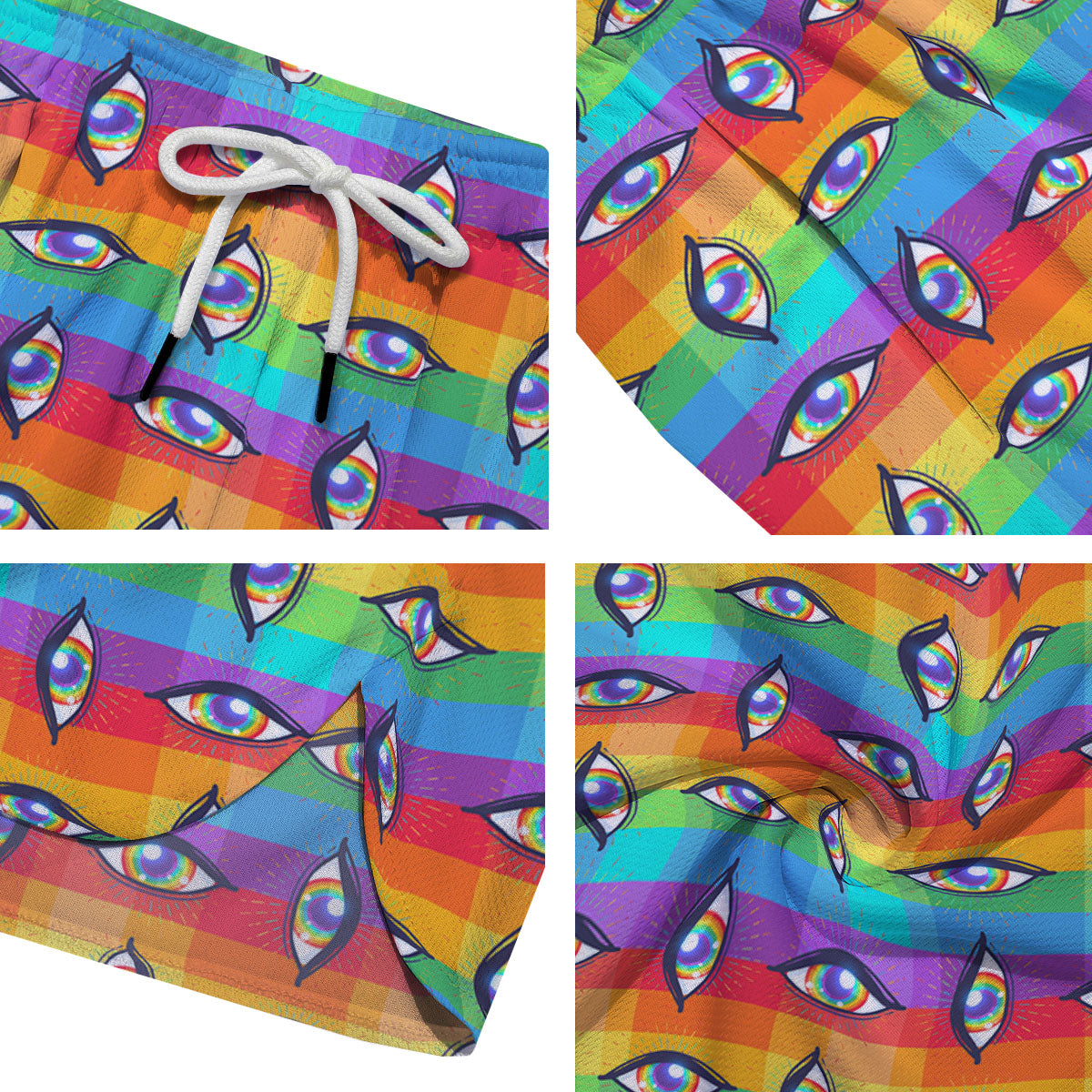 Rainbow Eyes LGBT Pride Print Pattern Men's Running Shorts-grizzshop