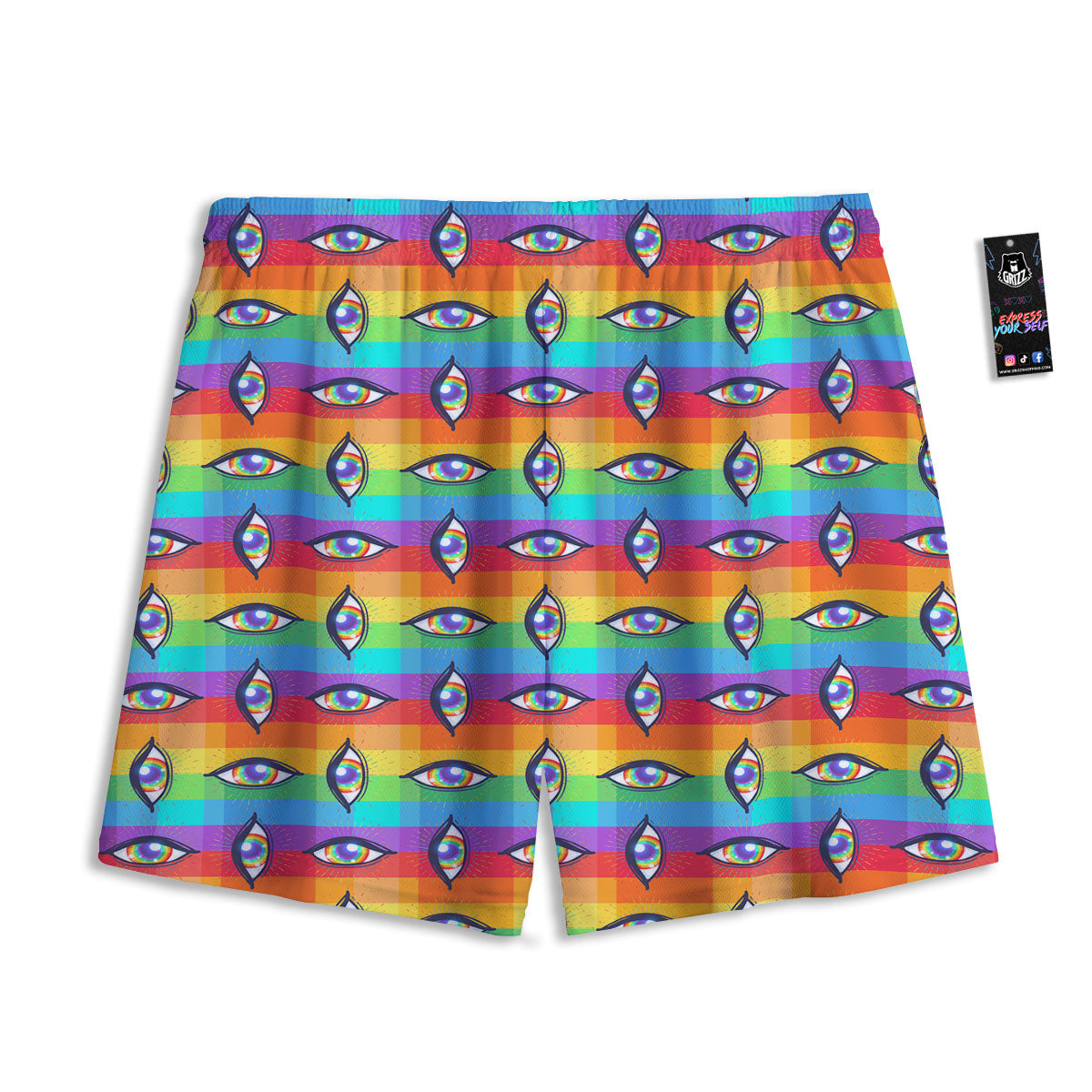 Rainbow Eyes LGBT Pride Print Pattern Mesh Shorts