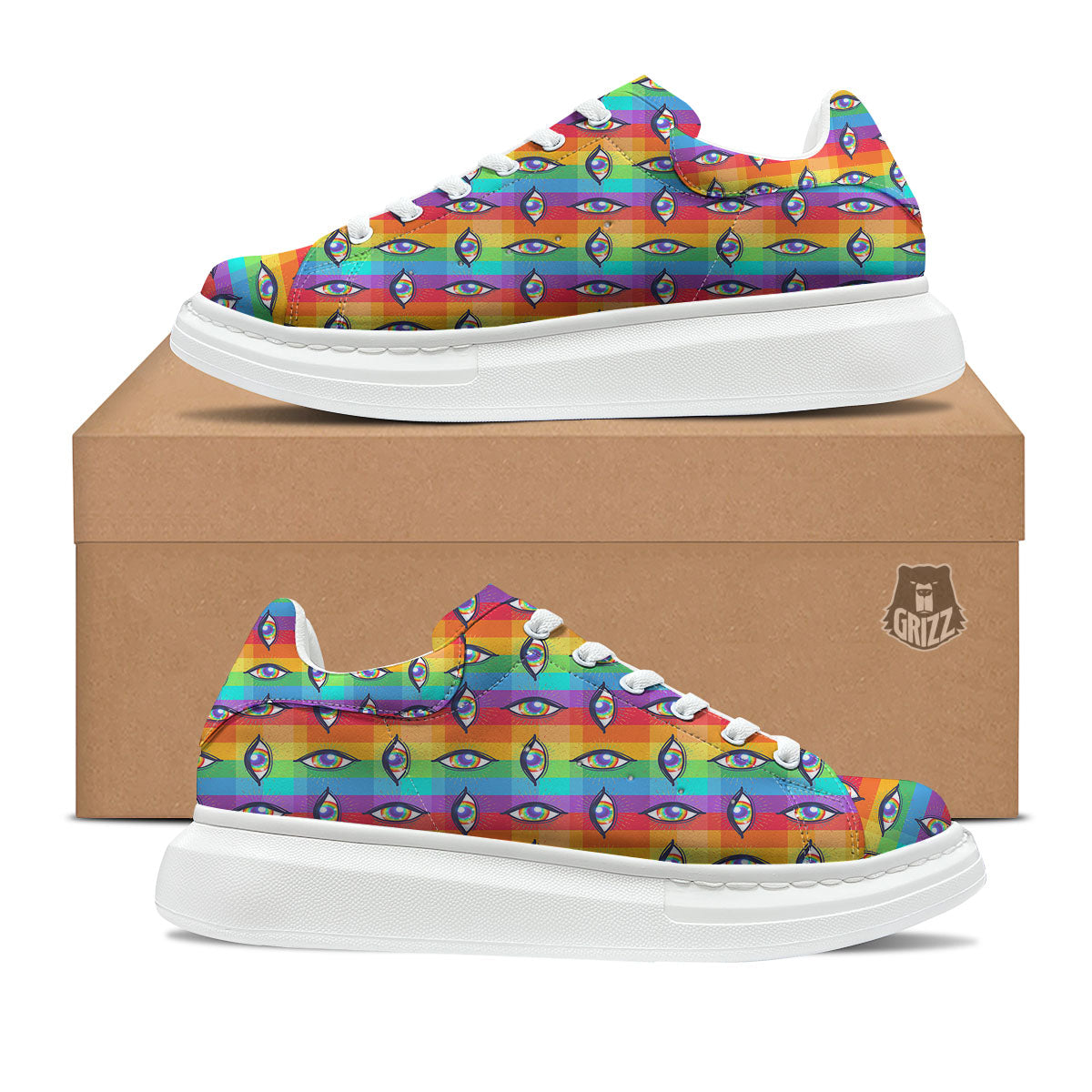 Rainbow Eyes LGBT Pride Print Pattern Platform Shoes-grizzshop