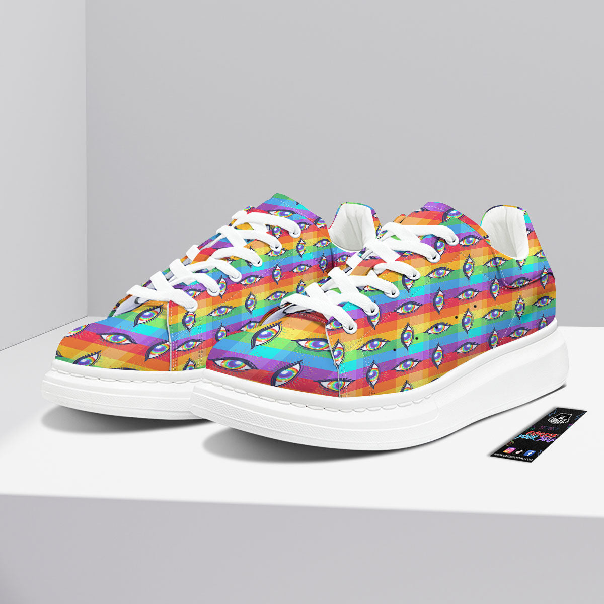 Rainbow Eyes LGBT Pride Print Pattern Platform Shoes-grizzshop