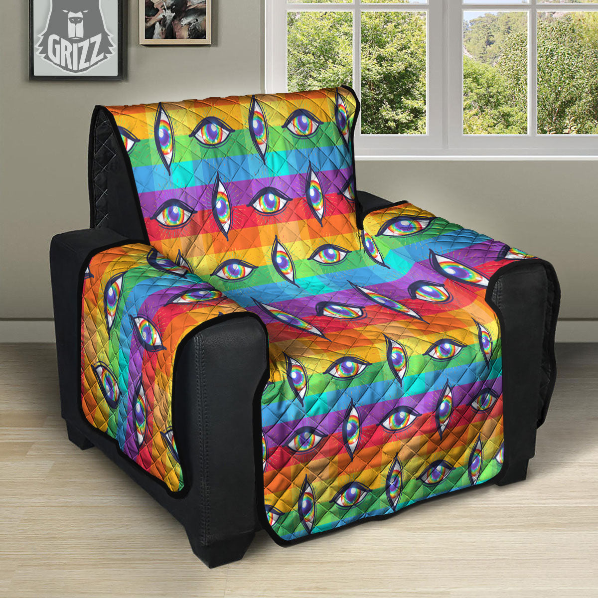 Rainbow Eyes LGBT Pride Print Pattern Recliner Protector-grizzshop