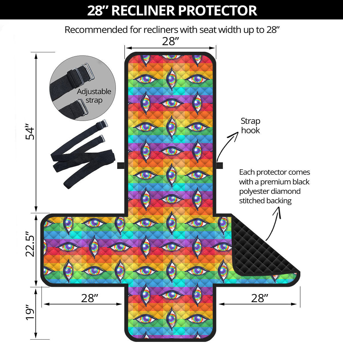 Rainbow Eyes LGBT Pride Print Pattern Recliner Protector-grizzshop