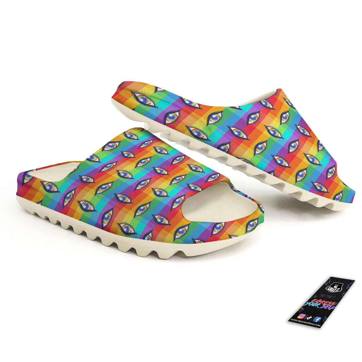 Rainbow Eyes LGBT Pride Print Pattern Sandals-grizzshop