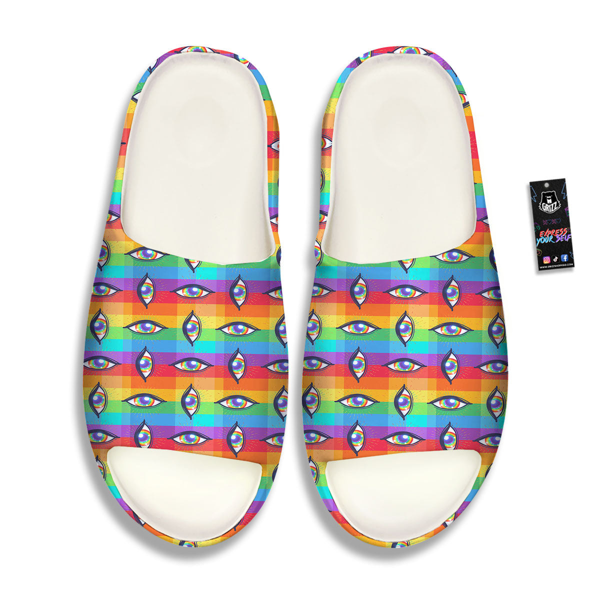 Rainbow Eyes LGBT Pride Print Pattern Sandals-grizzshop