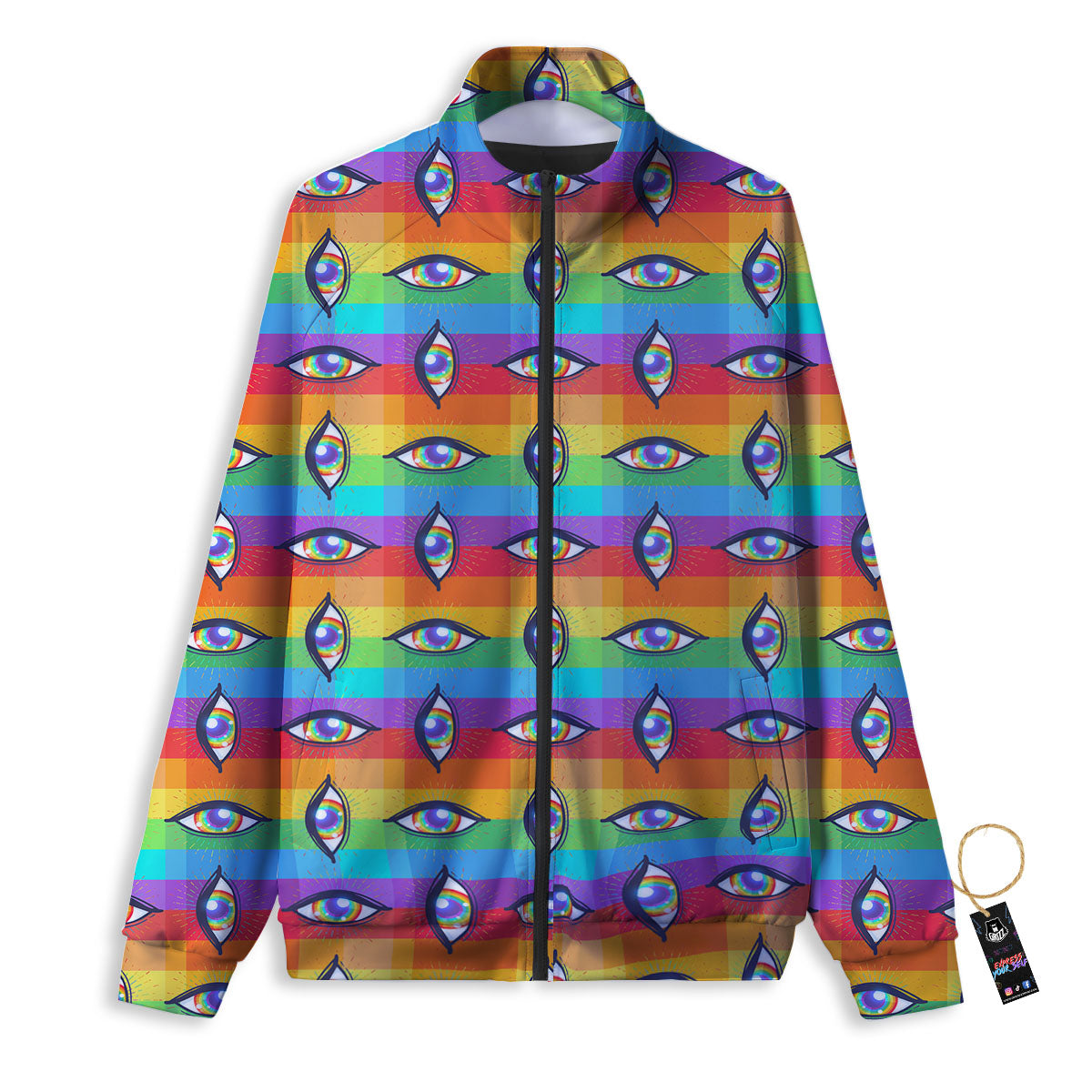 Rainbow Eyes LGBT Pride Print Pattern Track Jacket-grizzshop