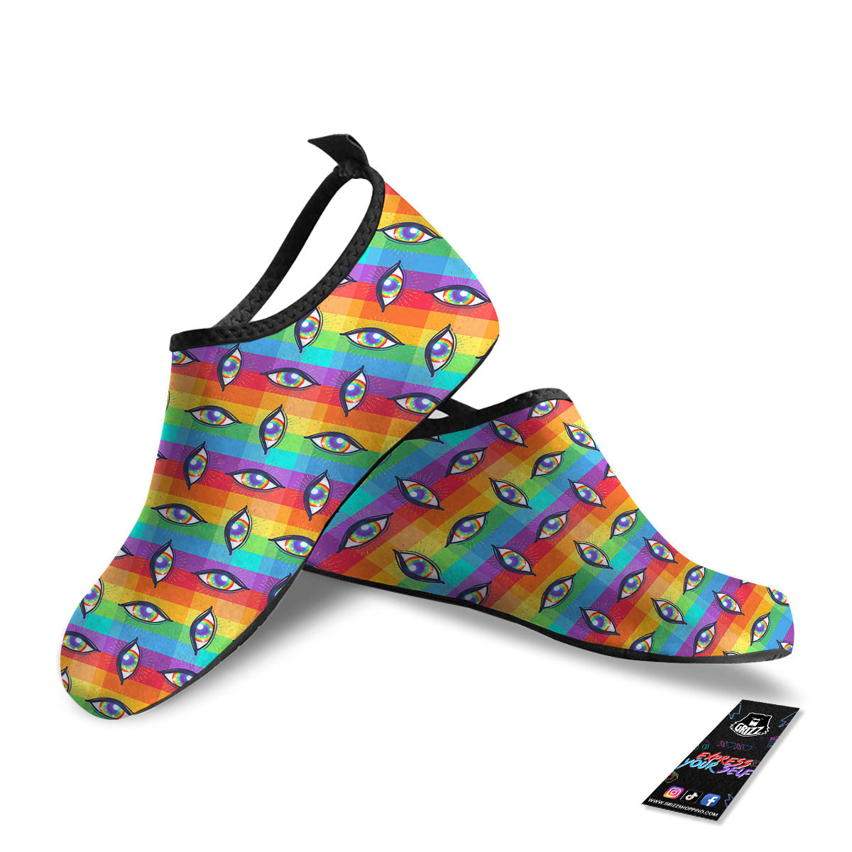 Rainbow Eyes LGBT Pride Print Pattern Water Shoes-grizzshop