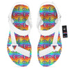 Rainbow Eyes LGBT Pride Print Pattern White Open Toe Sandals-grizzshop