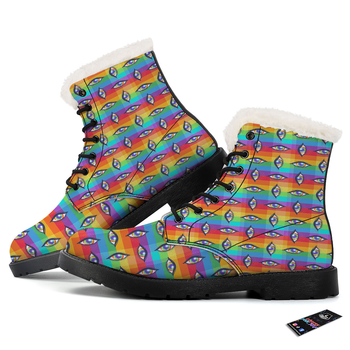 Rainbow Eyes LGBT Pride Print Pattern Winter Boots-grizzshop