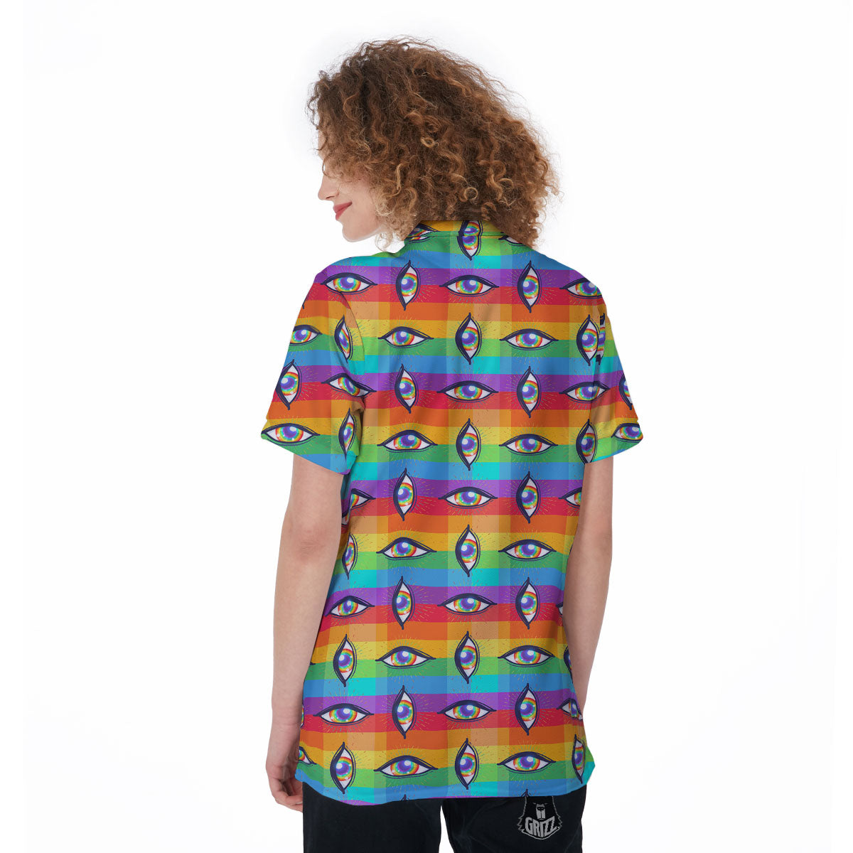 Rainbow Eyes LGBT Pride Print Pattern Women's Golf Shirts-grizzshop