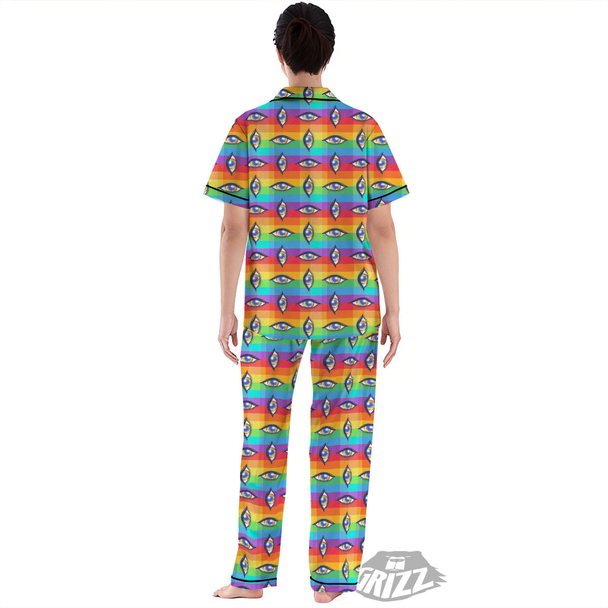 Rainbow Eyes LGBT Pride Print Pattern Women's Pajamas Set-grizzshop