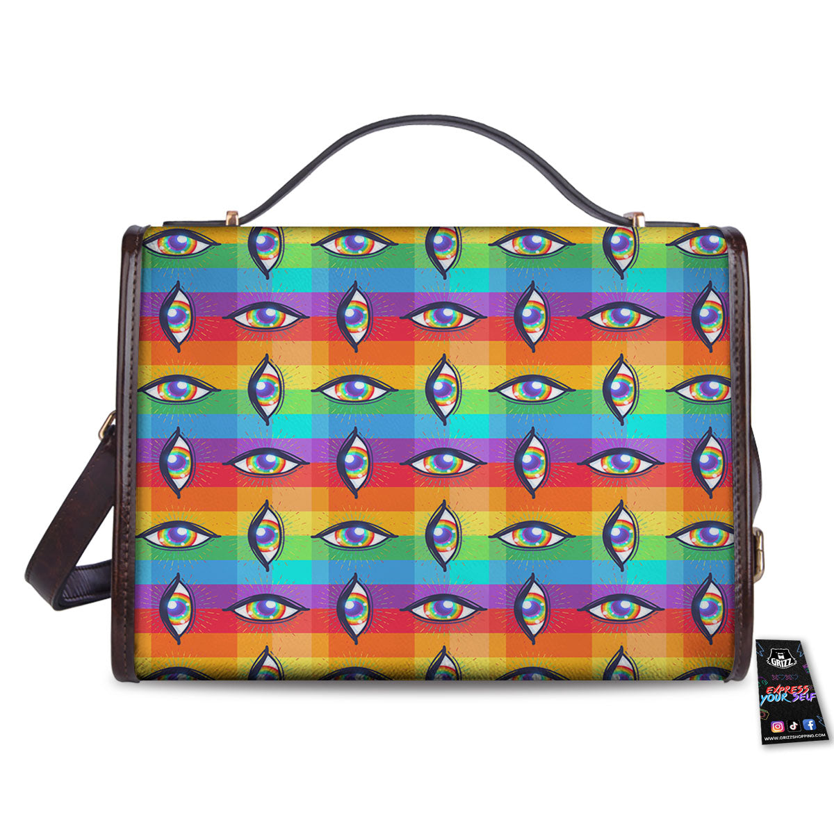 Rainbow Eyes LGBT Pride Print Pattern Women's Satchel Bag-grizzshop