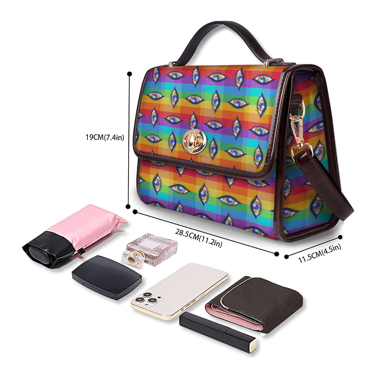 Rainbow Eyes LGBT Pride Print Pattern Women's Satchel Bag-grizzshop