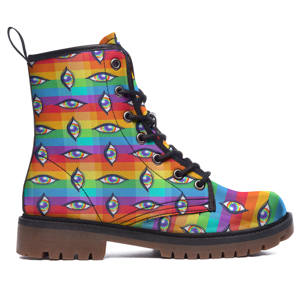 Rainbow Eyes LGBT Pride Print Pattern Work Boots-grizzshop