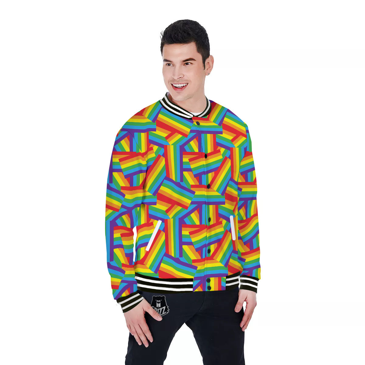 Rainbow Flag LGBT Pride Pattern Baseball Jacket-grizzshop