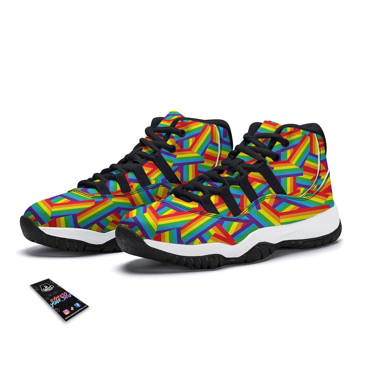 Rainbow Flag LGBT Pride Pattern Black Bball Shoes-grizzshop