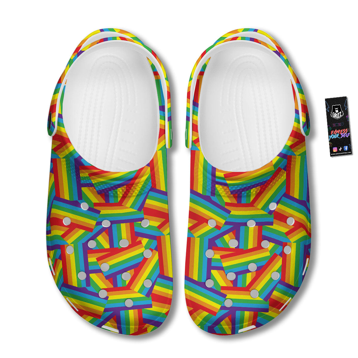 Rainbow Flag LGBT Pride Pattern Clog-grizzshop