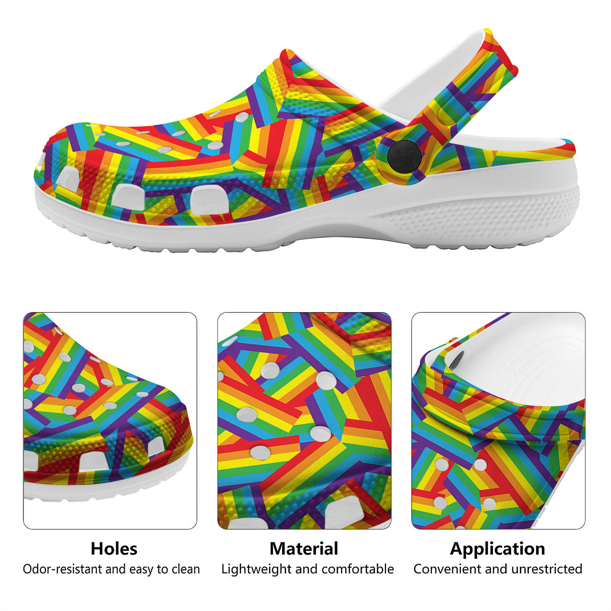 Rainbow Flag LGBT Pride Pattern Clog-grizzshop