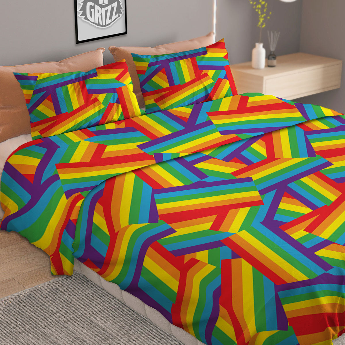 Rainbow Flag LGBT Pride Pattern Duvet Cover Bedding Set