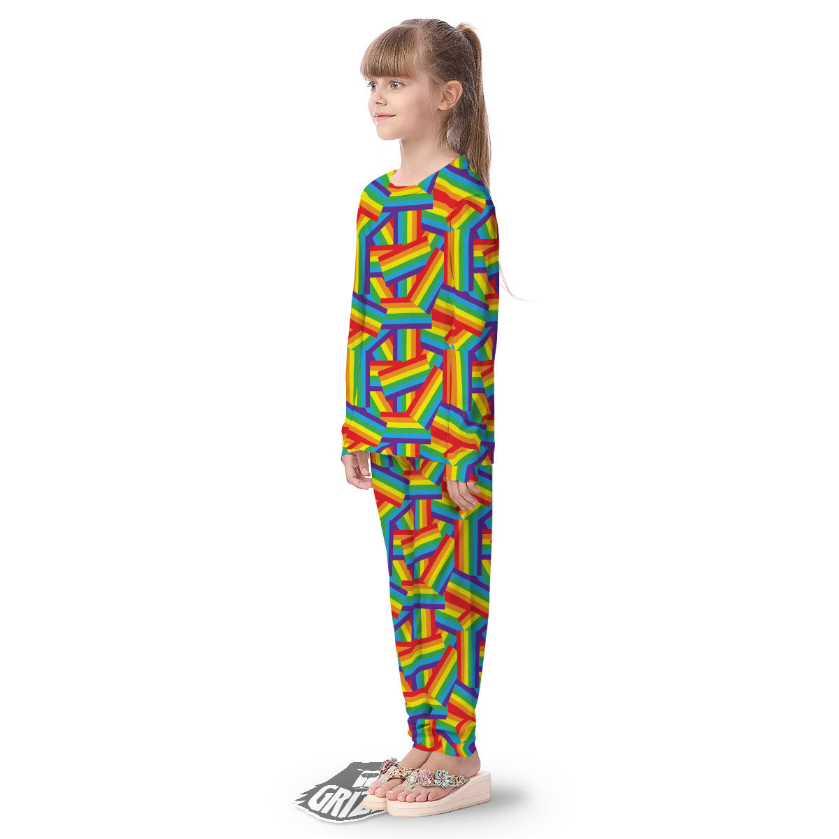 Rainbow Flag LGBT Pride Pattern Kid's Pajamas-grizzshop