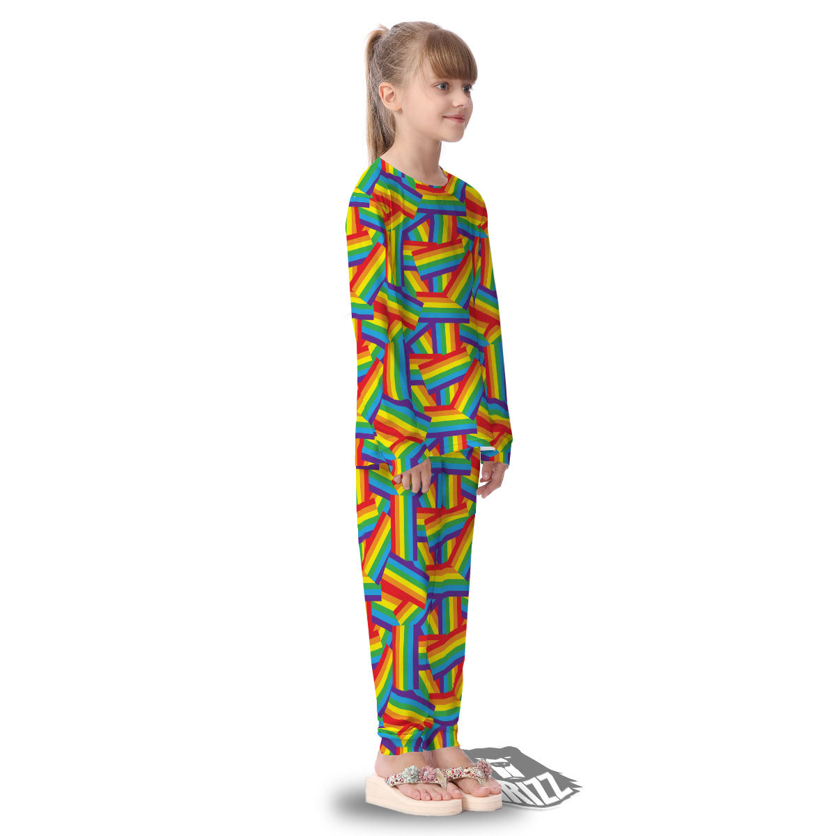 Rainbow Flag LGBT Pride Pattern Kid's Pajamas-grizzshop