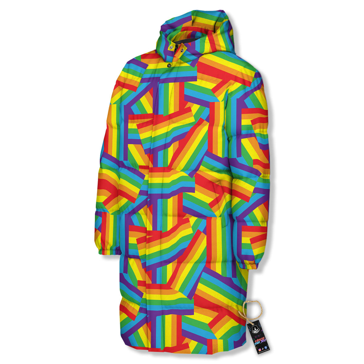 Rainbow Flag LGBT Pride Pattern Long Down Jacket-grizzshop