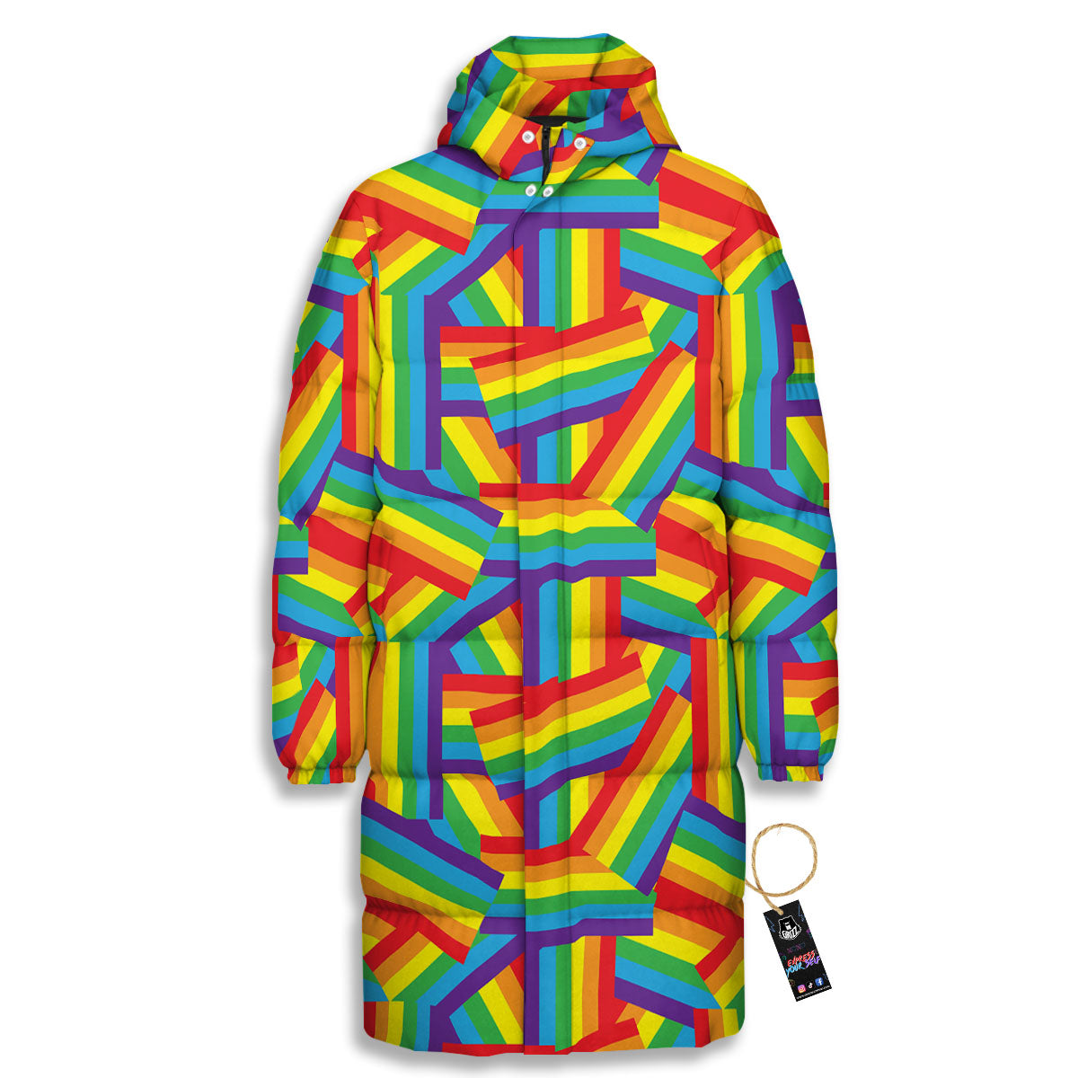 Rainbow Flag LGBT Pride Pattern Long Down Jacket-grizzshop