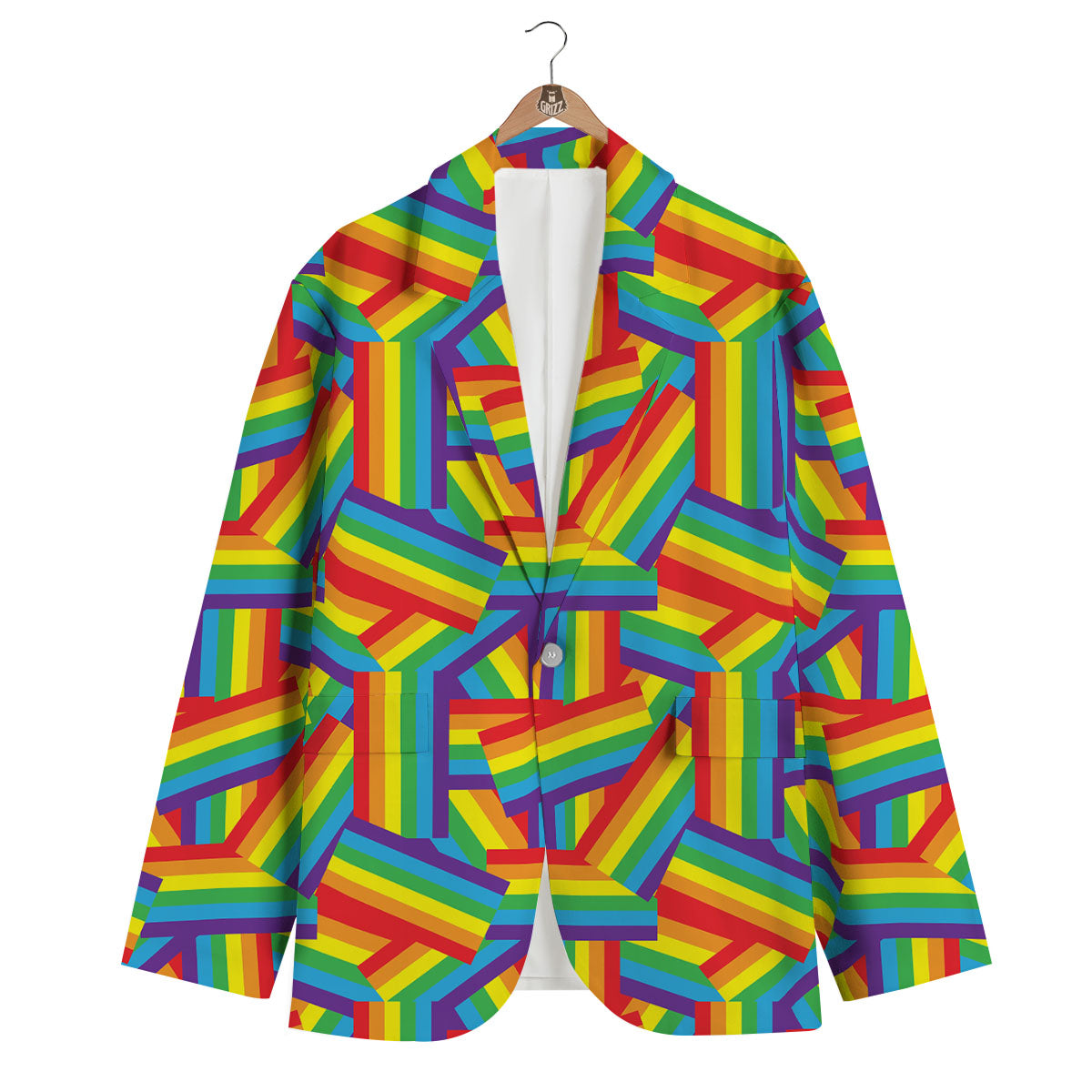 Rainbow Flag LGBT Pride Pattern Men's Blazer-grizzshop