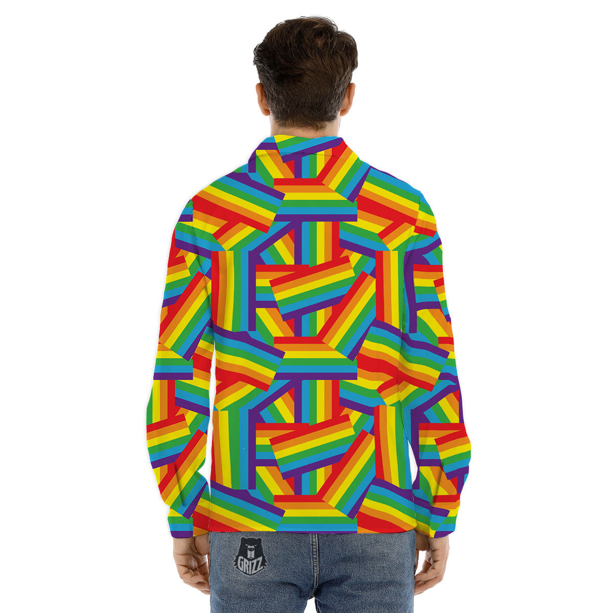 Rainbow Flag LGBT Pride Pattern Men's Dress Shirts-grizzshop