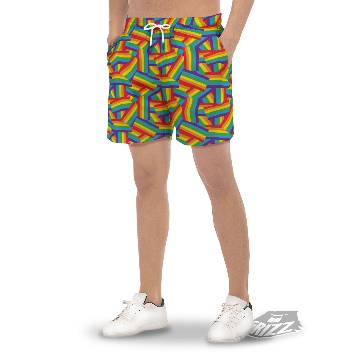 Rainbow Flag LGBT Pride Pattern Men's Gym Shorts-grizzshop