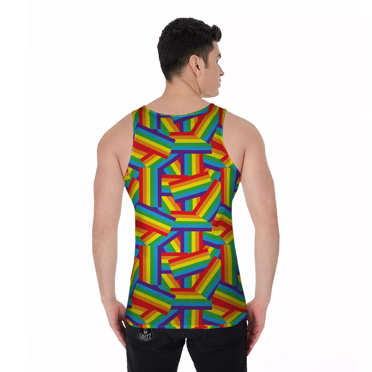 Rainbow Flag LGBT Pride Pattern Men's Tank Top-grizzshop