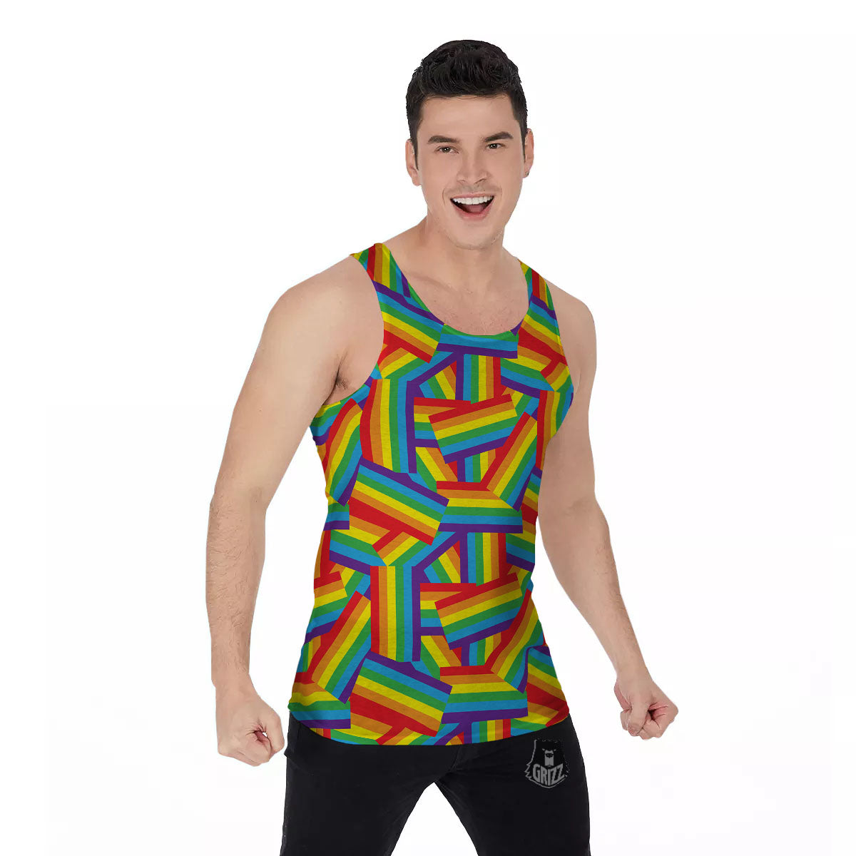 Rainbow Flag LGBT Pride Pattern Men's Tank Top-grizzshop