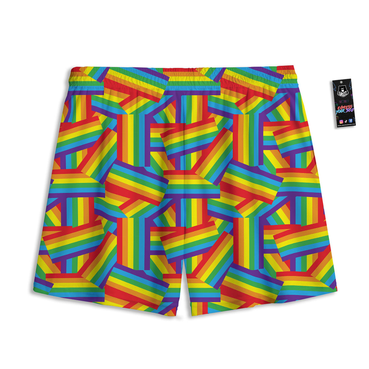 Rainbow Flag LGBT Pride Pattern Mesh Shorts