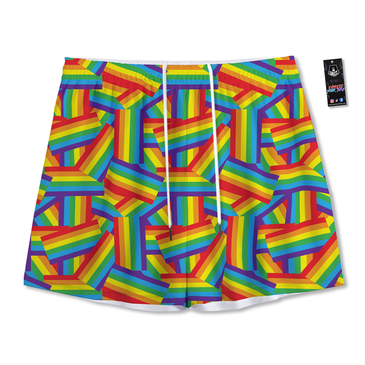 Rainbow Flag LGBT Pride Pattern Mesh Shorts