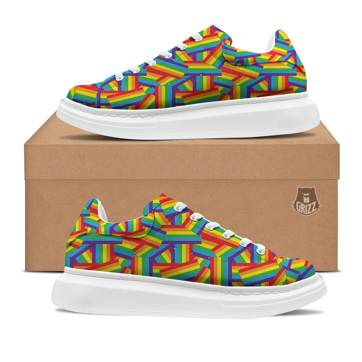 Rainbow Flag LGBT Pride Pattern Platform Shoes-grizzshop