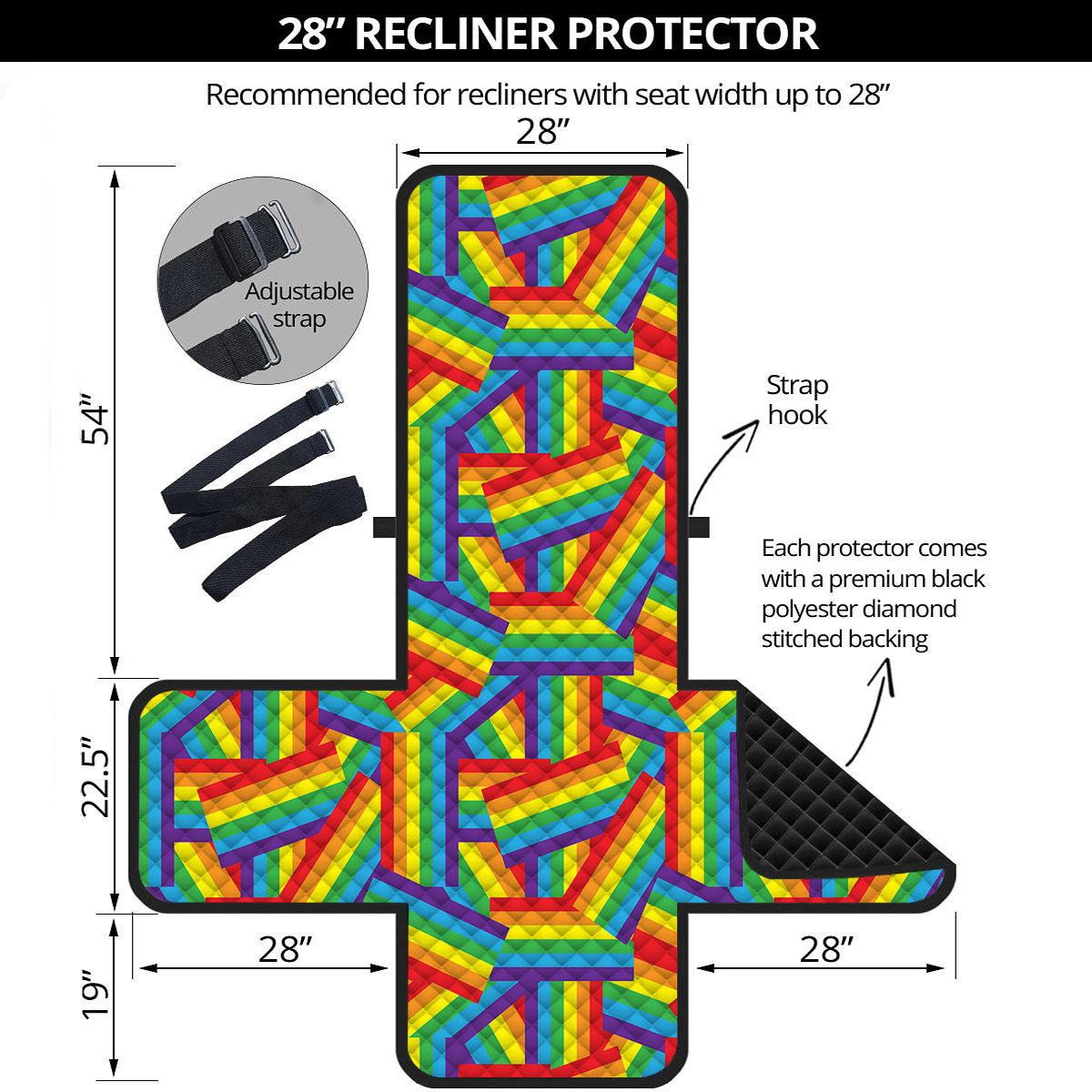 Rainbow Flag LGBT Pride Pattern Recliner Protector-grizzshop