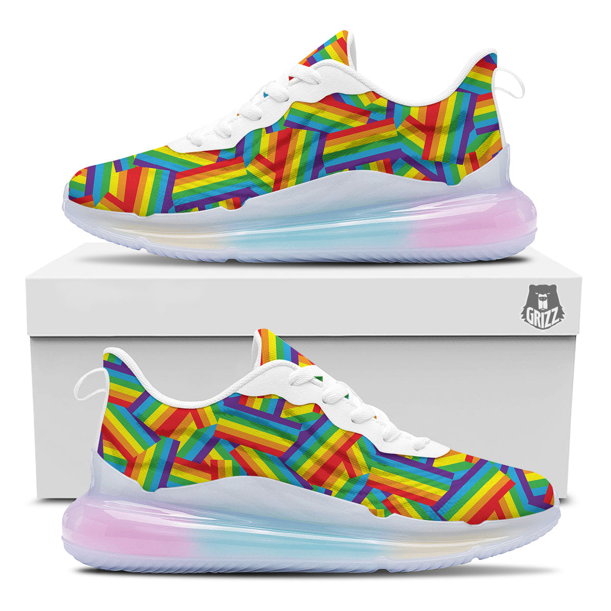 Rainbow Flag LGBT Pride Pattern Running Sneakers-grizzshop