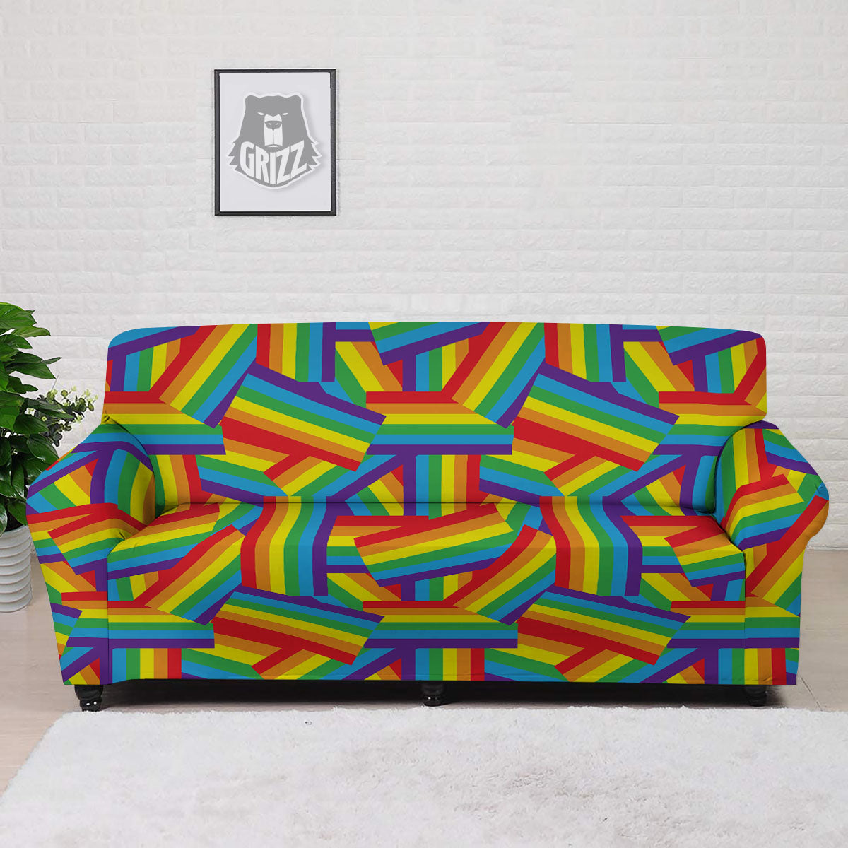 Rainbow Flag LGBT Pride Pattern Sofa Cover-grizzshop